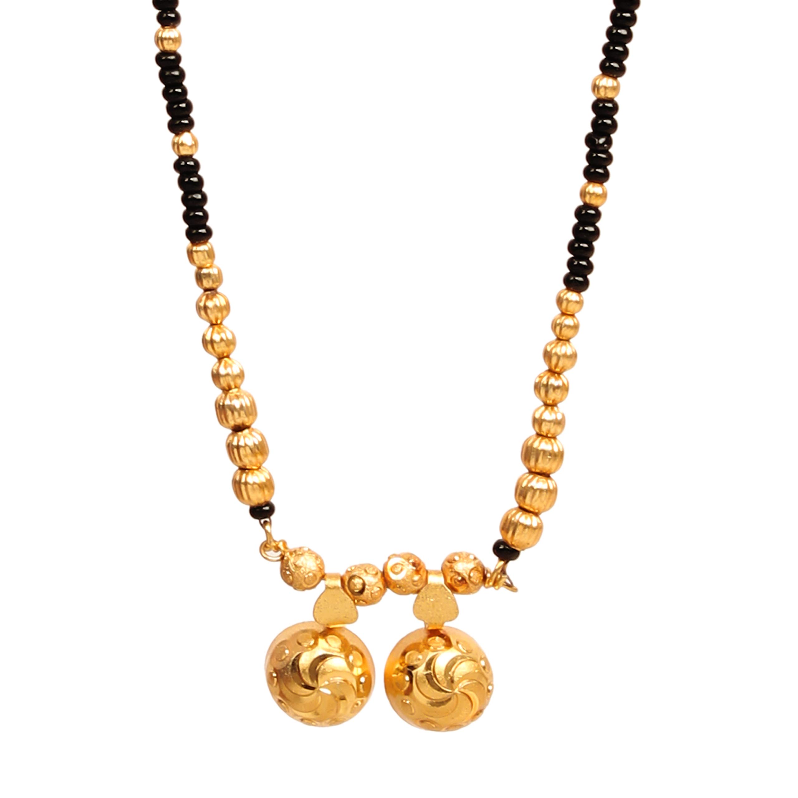 Fashion Frill Most Popular Traditional Design Mangalsutra Tanmaniya Nallapusalu Necklace Pendant Black Bead Golden ChainShort Brass Mangalsutra For Women (B089KKR9M7) Amazon Price History, Amazon Price Tracker