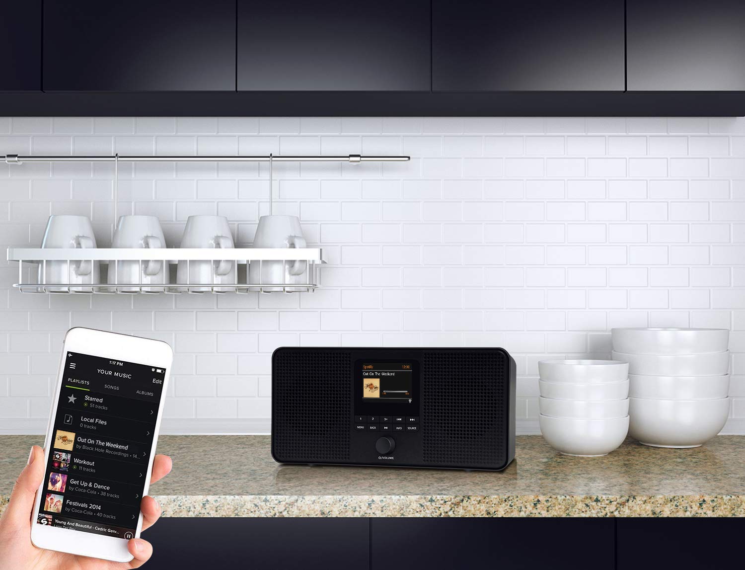 LEMEGA IR4S Radio Internet Stereo WiFi DAB+ FM Bluetooth Altoparlante Sveglia 60 Preimpostazioni Nera