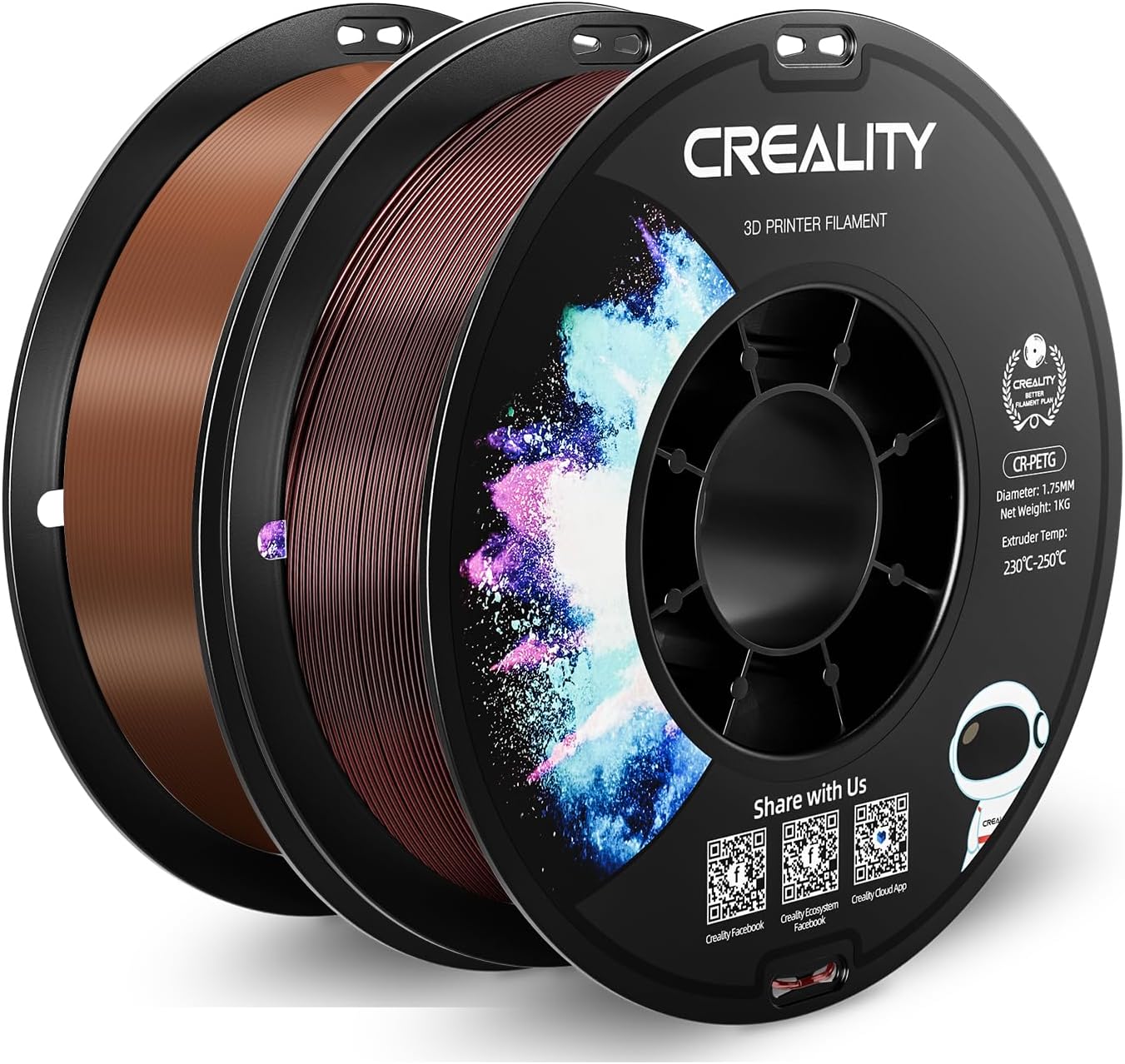 Creality 1kg Brown and 1kg Transparent Wine Red PETG Filament