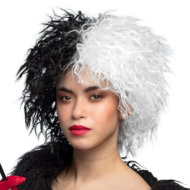 Boland 86035 - Peluca para adultos, negro y blanco para mujer, peluca para Halloween o carnaval, peluca…