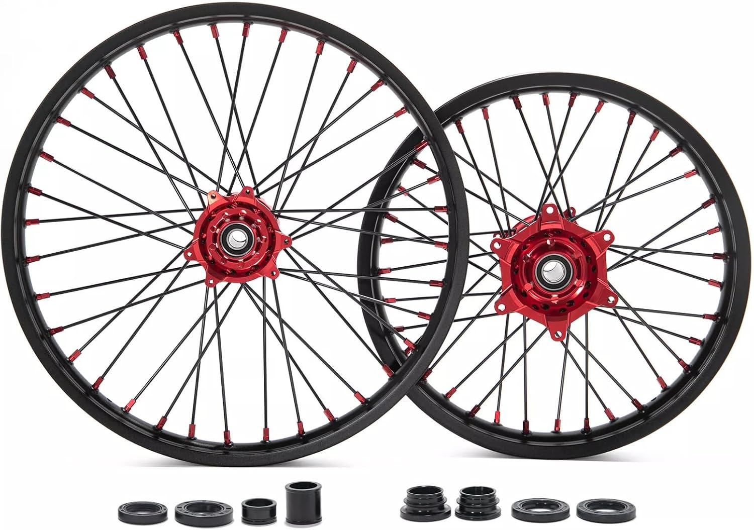 TOFR 21"/19" CNC Red Wheel Set For Honda CR125/250R 02-07 CRF250R 04-13 CRF450R 02-13