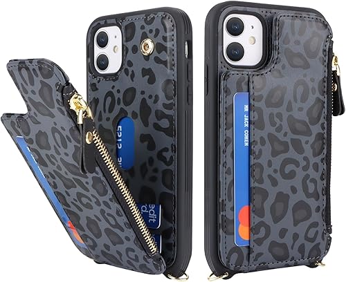 Miniatura 165 de Cavor for iPhone 11 Wallet Case with Card Slots Holder,Premium PU Leather Kickstand Feature Case [Wrist Strap] Double Magnetic Clasp Shockproof Flip