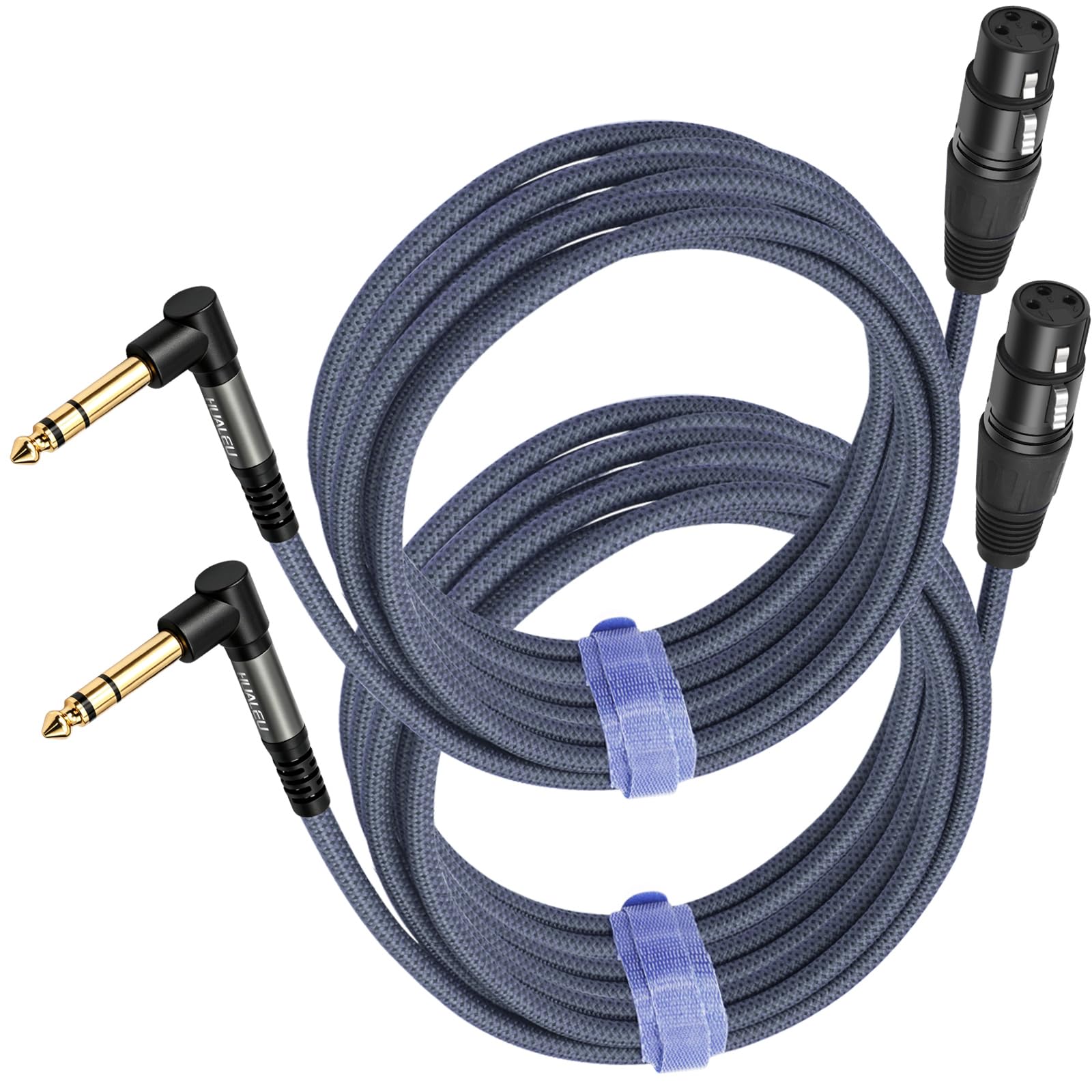 Cavo microfono ad angolo retto da 6,35 mm TRS maschio a 3 pin XLR femmina, 6,35 mm TRS a XLR femmina, confezione da 2