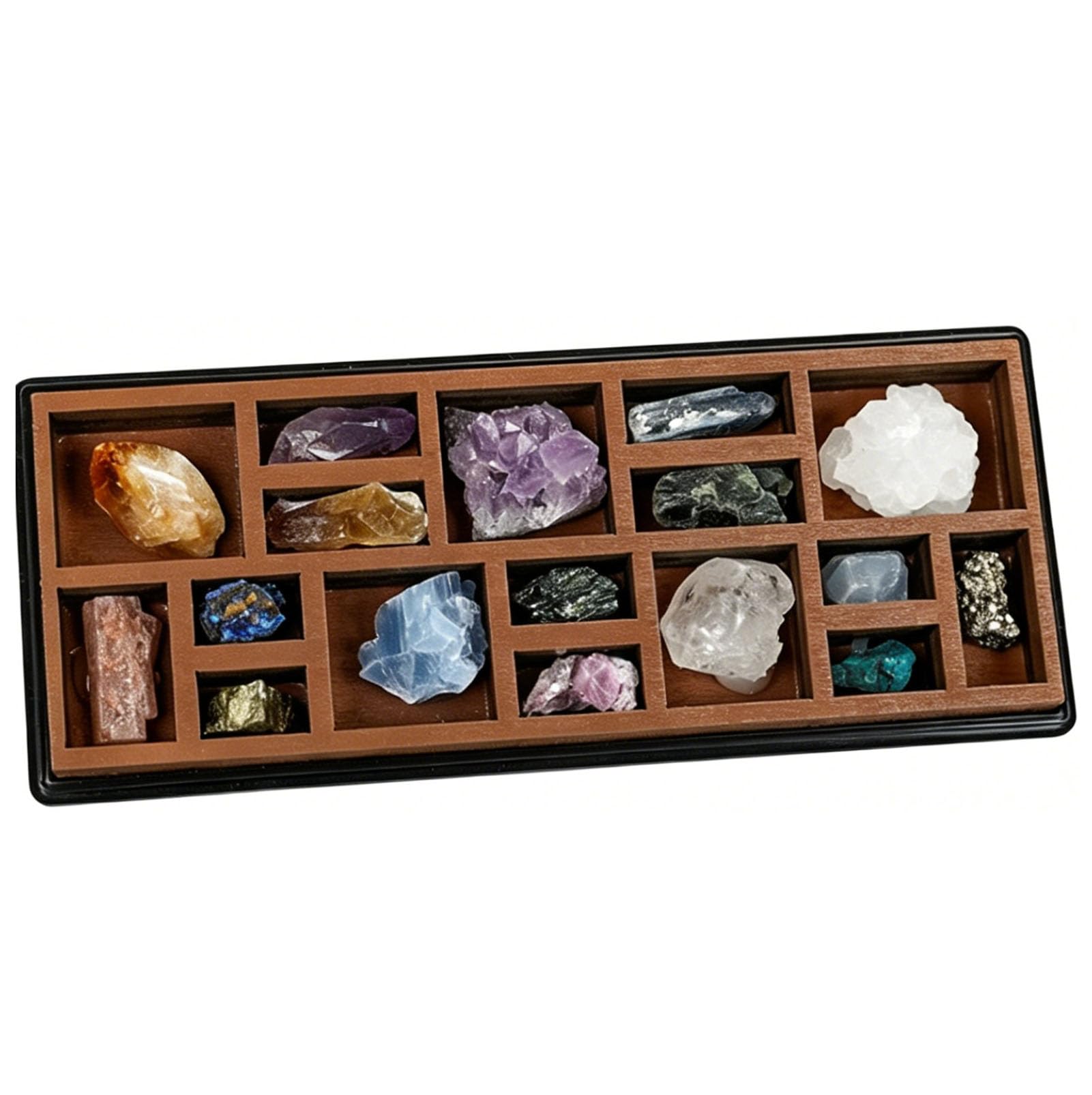 Zooeelly Natural Gemstone & Crystal Collection with Openable Display Cases – Mineral Specimen Kit, Includes Clear Quartz, Amethyst, Citrine, Selenite Etc.,L