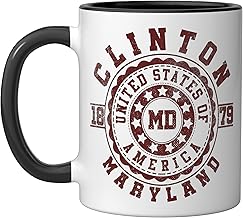 Clinton MD | Maryland | Vintage City Apparels Ceramic Mug, Black/White