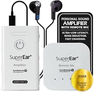 SuperEar NEW Model SE10 for Seniors - Hearing Amplifiers for Seniors Long Range Listening Device Sound Amplifier Listening Device Noise Cancelling - Remote Microphone PSAP TV Audio Accessories