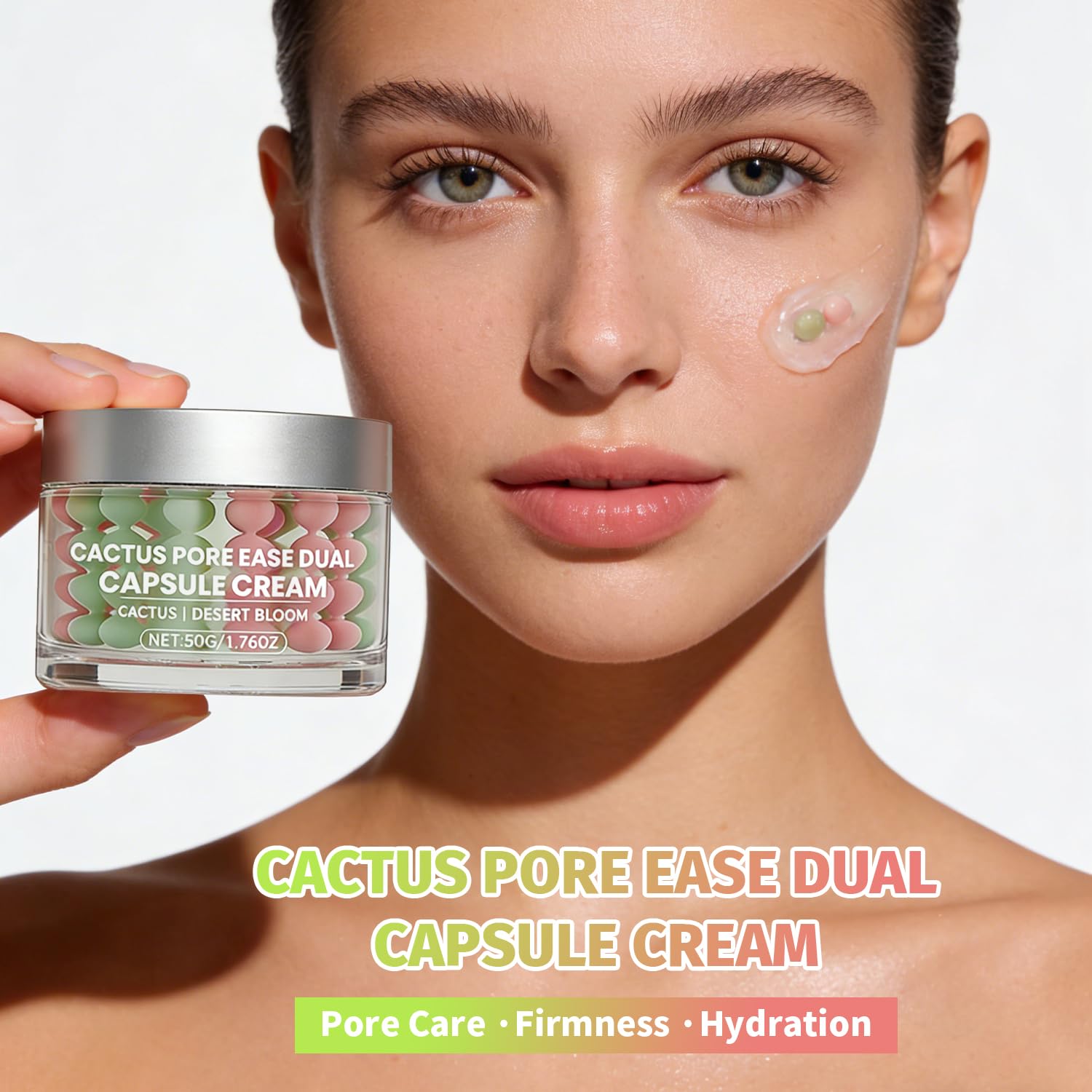 Cactus Pore Dual Capsule Cream – Pore Minimizing Hydrating Face Cream with Cactus Extract, PDRN & Vegan Collagen, Complete Care for Hydration, Firmness & refined Pores
