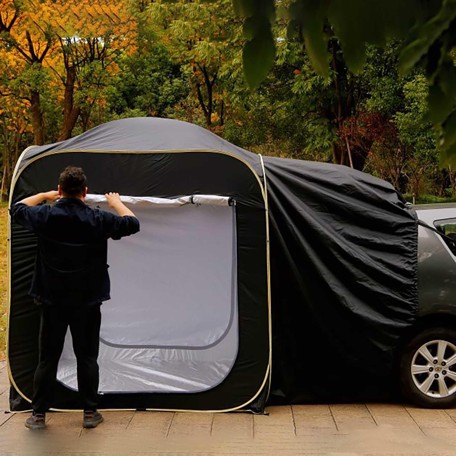 HNSYPX Pops Up Car Tent Camping 2×2×2m, Car Awning No Need to Build Portable Storage Windproof Rainproof, Tailgate Awning Large Space Quick Opening Stable Standalone Use : Sports & Outdoors