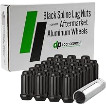 DPAccessories Lug Nuts Compatible with 2018-2025 Jeep Wrangler | Black Spline Style | Aftermarket Aluminum Wheels Only | Set of 23 Wheel Nuts & 1 Tool | DJEWRA04A-BK/1