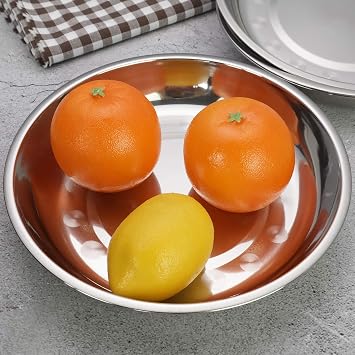 Servierplatte Speiseteller 4er-Set Runde Platte aus Edelstahl