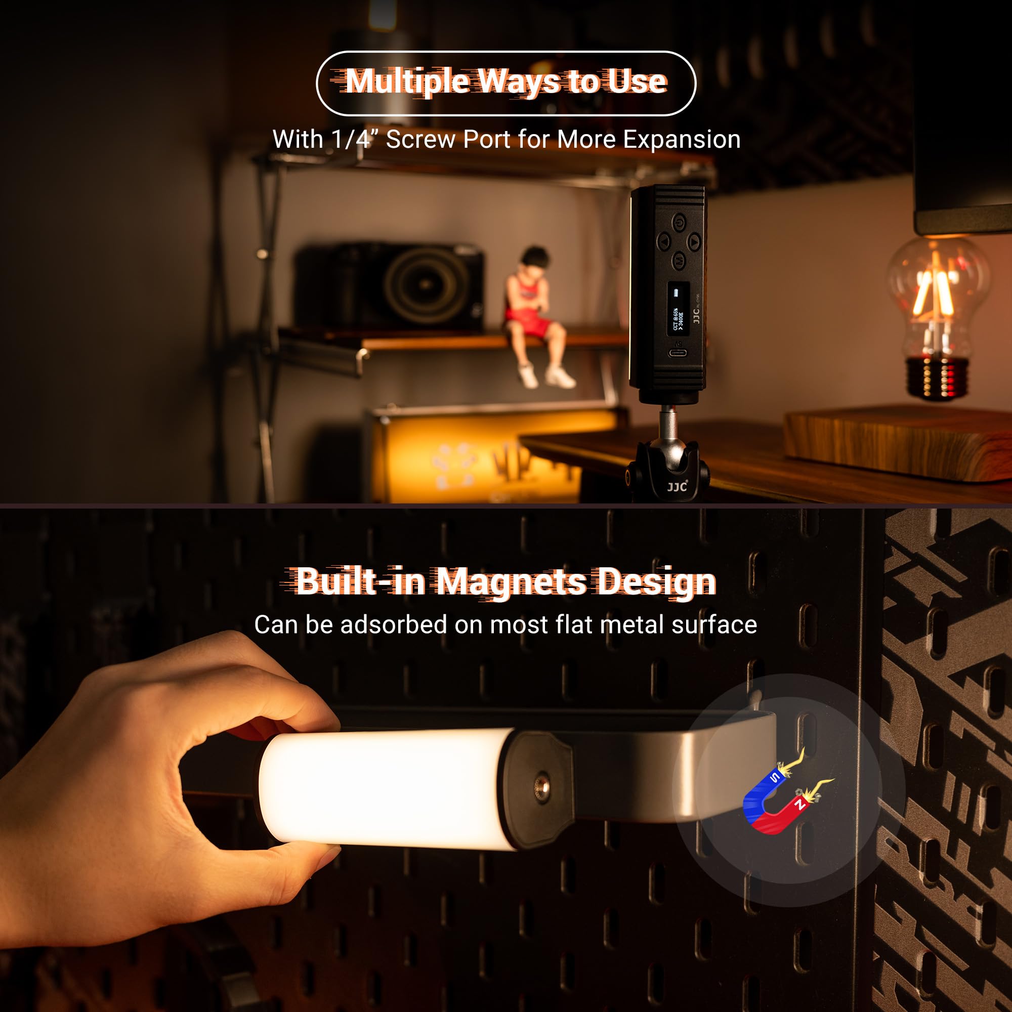 JJC Bacchetta Luminosa LED RGB Portatile – Luce Da Video Ricaricabile 2500mAh, CRI 95+, Temperatura Colore 2500K-8500K, Magnetica, Con 20 Effetti FX, Per Fotografia E Vlog