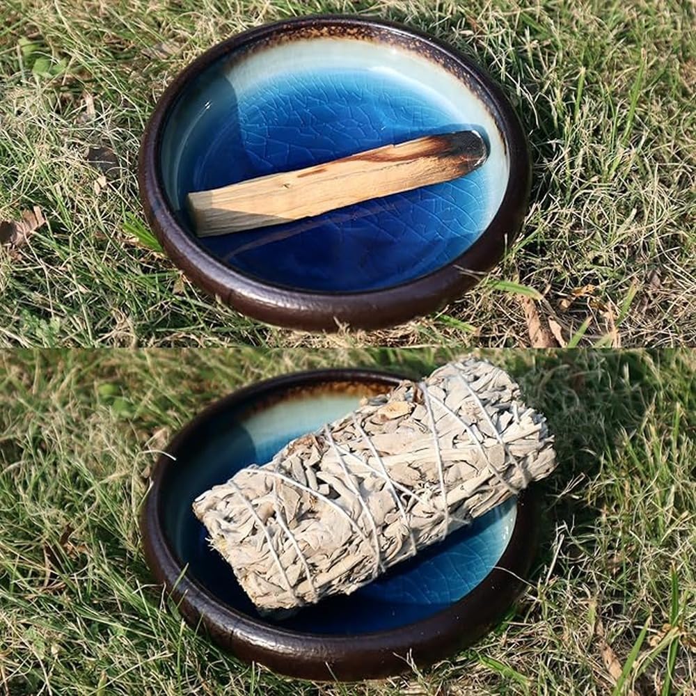 Porta incenso in ottone con goccia d'acqua Porta incenso a,blu