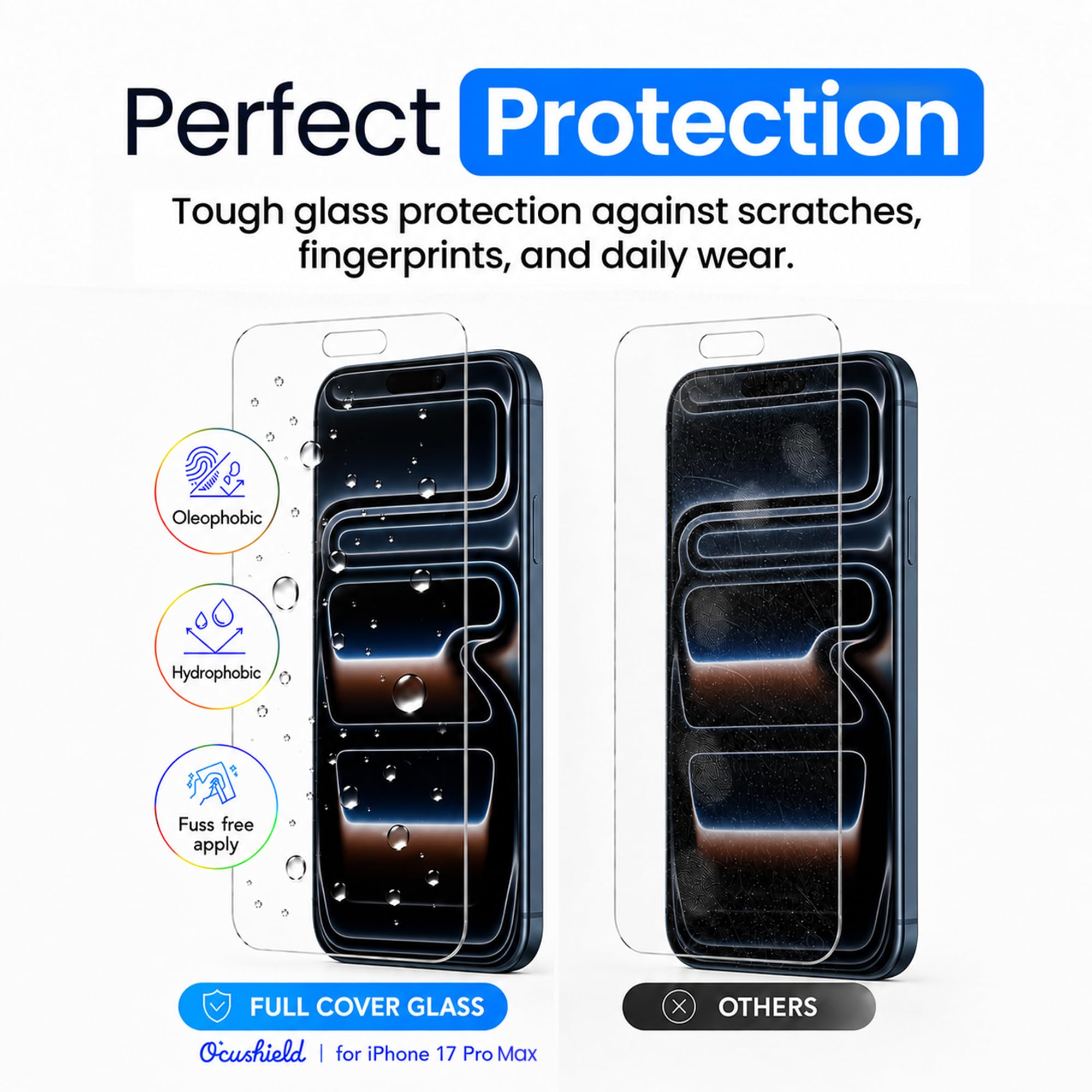 Ocushield Protector de pantalla de privacidad para 17 Max - Cristal templado antiespía, filtro de luz azul, 95% de transparencia, instalación sin burbujas, resistente a los arañazos, compatible con