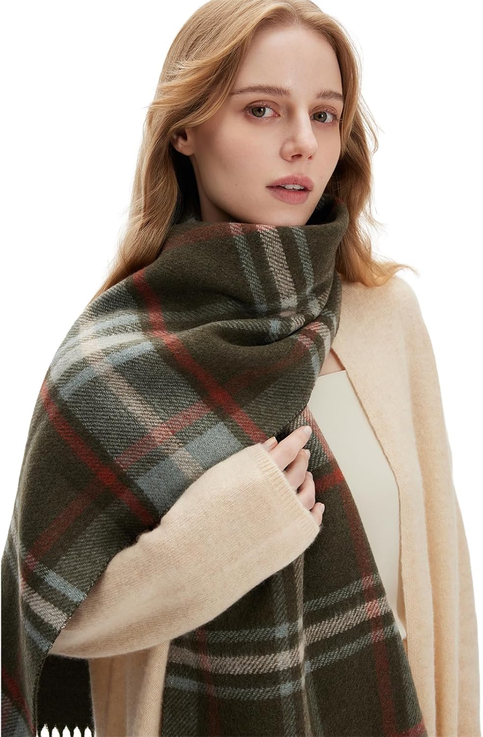 zero season Wool Plaid Winter Scarf for Women & Men – Warm Oversized Shawl Wrap, Soft Large Checkered Scarf