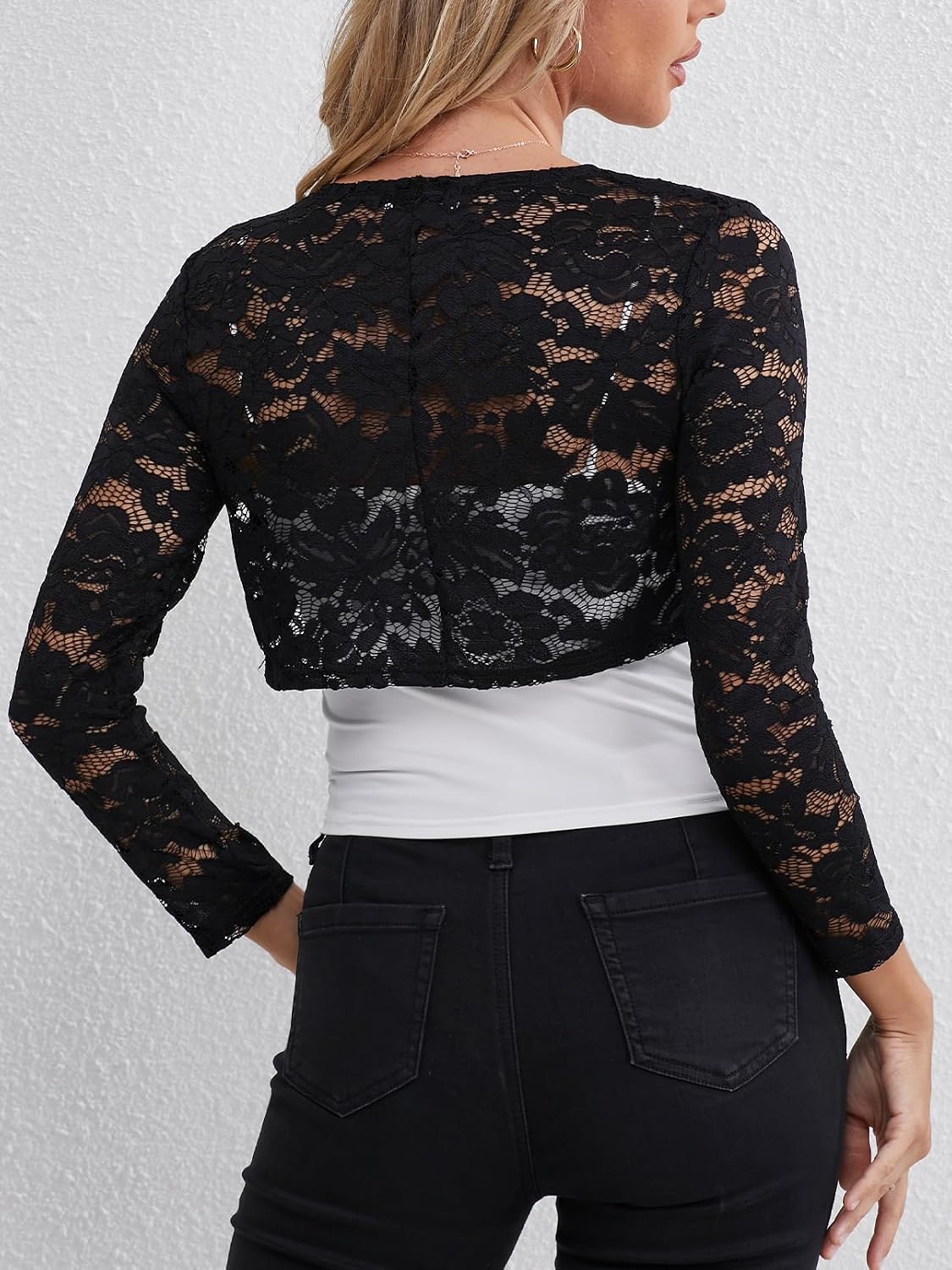Fuinloth Bolero Shrug Womens Elegant Lace Wedding Evening Crop