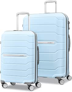 Samsonite Freeform 2-Piece Luggage Set - Carry-On & Large Checked Luggage with Dual Spinner Wheels - Durable Polypropylene Hardshell - TSA Lock, Airline-Approved - Expandable Hard Shell - Sky Blue