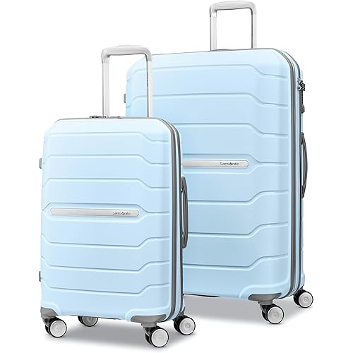 Samsonite Freeform 2-Piece Luggage Set - Carry-On & Large Checked Luggage with Dual Spinner Wheels - Durable Polypropylene Hardshell - TSA Lock, Airline-Approved - Expandable Hard Shell - Sky Blue