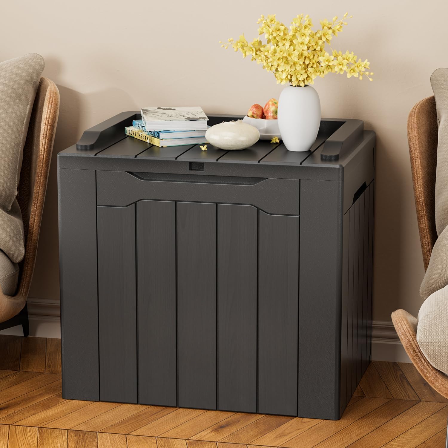 YESHOMY 30 Gal Plastic Storage Bins with Lid Stackable Box Organizers for Living Room, Office, Dorm, 1 Pack, Gray