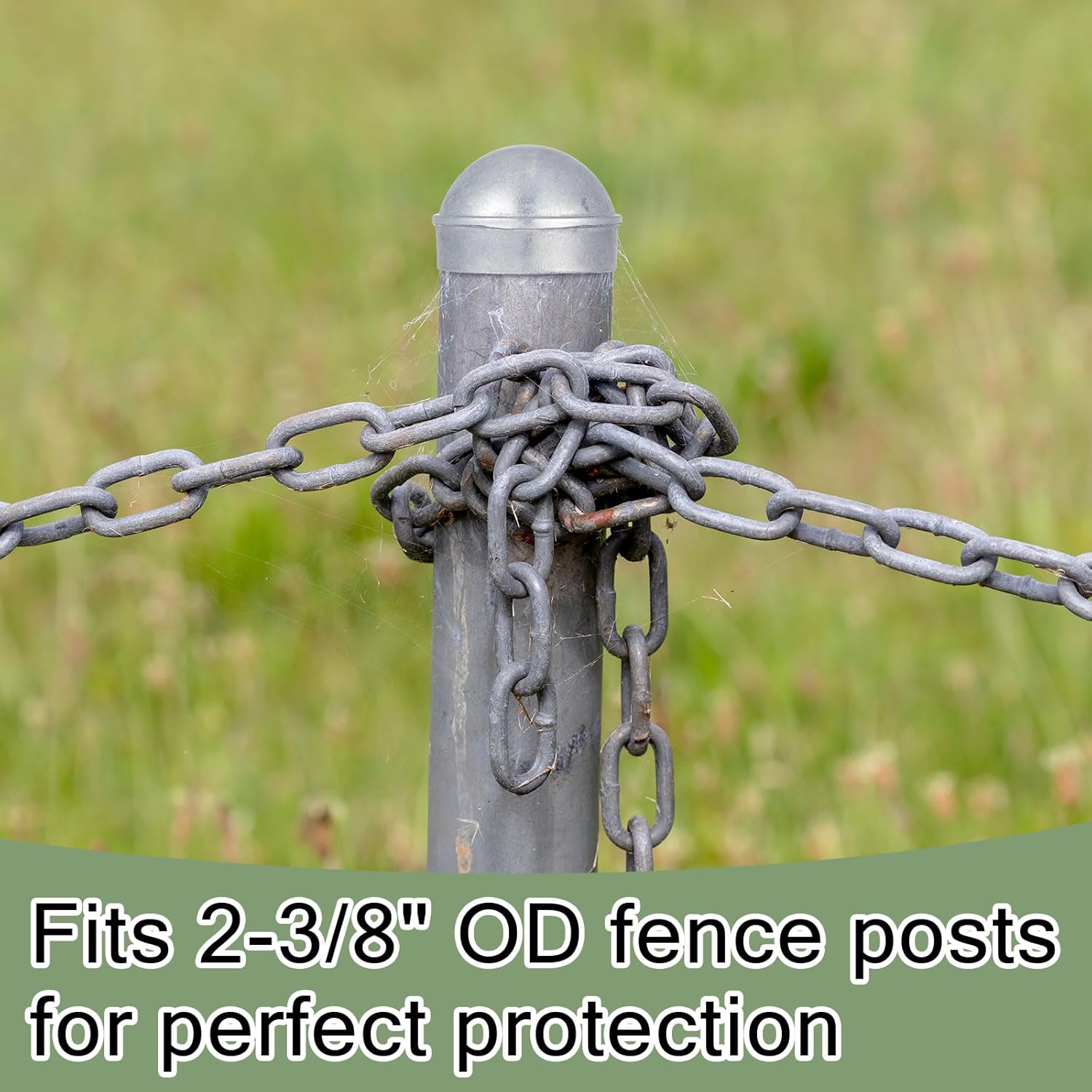 40 Pcs 2-3/8" Chain Link Fence Post Cap Round Dome External Post Caps Aluminum Chain Link Only Use for Outside Diameter Outdoor Fence Parts, Silver