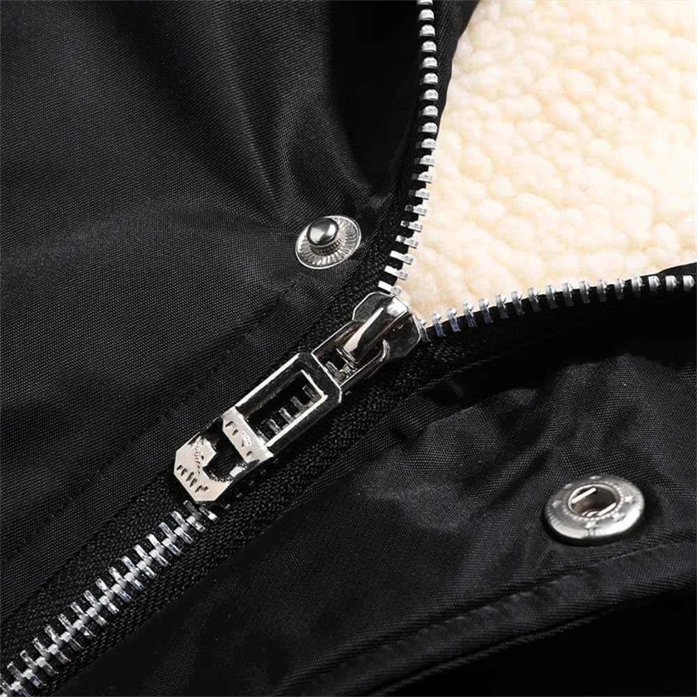 Men Slim Fit Zip Front Casual Jacket Detachable Hooded Down Jackets Fleece Parkas Warm Coats