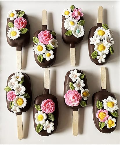 Miniatura 6 de Juego de moldes para fondant de flores de 7 piezas, mini moldes de silicona para dulces de chocolate para pasteles, decoración de cupcakes, paletas