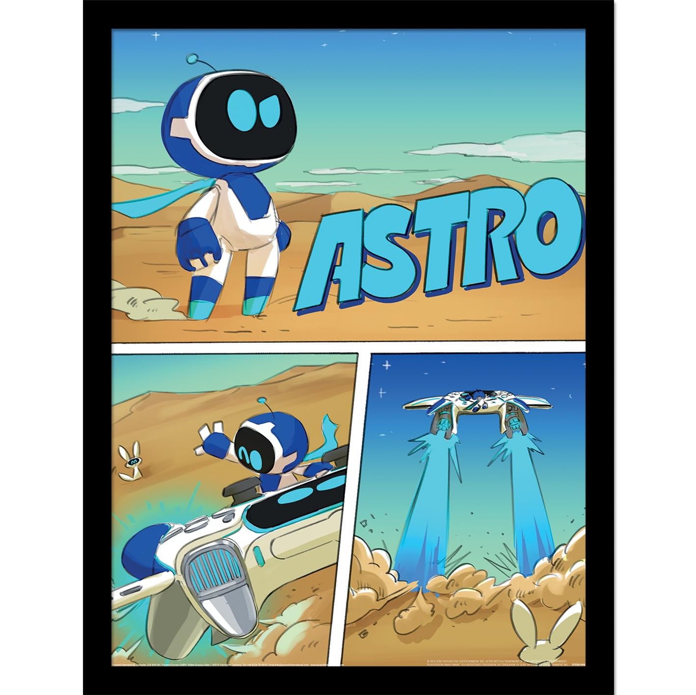 Pyramid International Playstation Astro Bot (Comic Strip) 30cm x 40cm Framed Collector Print One Size