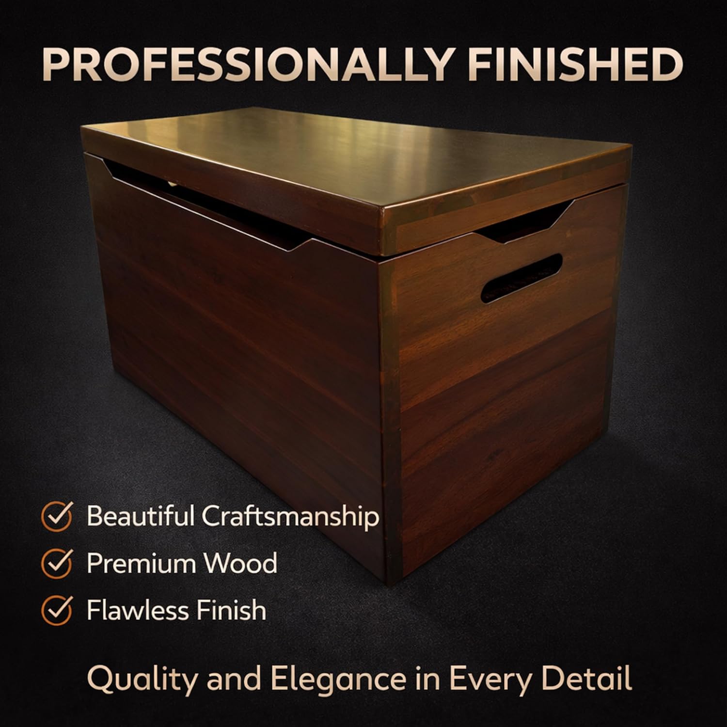 Fully Assembled, Solid Wood Storage Chest with Lid & Handles, Wooden Box, Organizer, Storage, Birthday, Gift, Blankets, Clothes, Keepsakes, Anti-Slam Hinges, 30” Professional Mahogany Finish