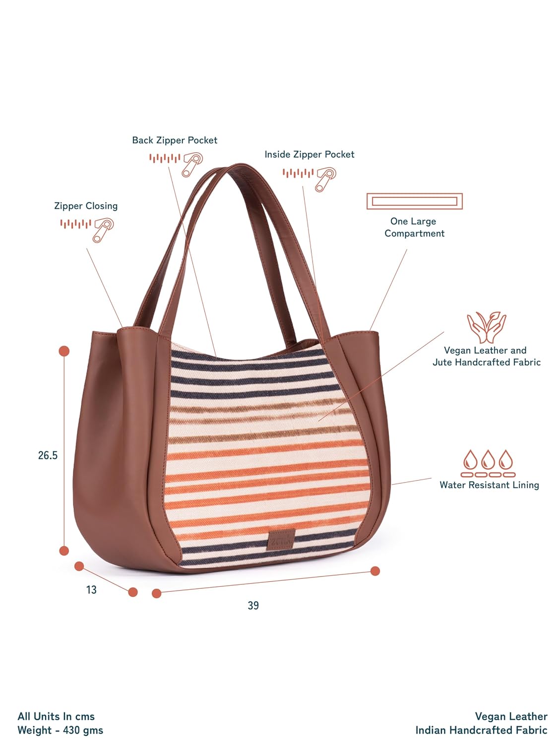 71JsYty9TGL._SL1500_ ZOUK Jute Handcrafted Vegan Leather Women's Shoulder Luna Handbags