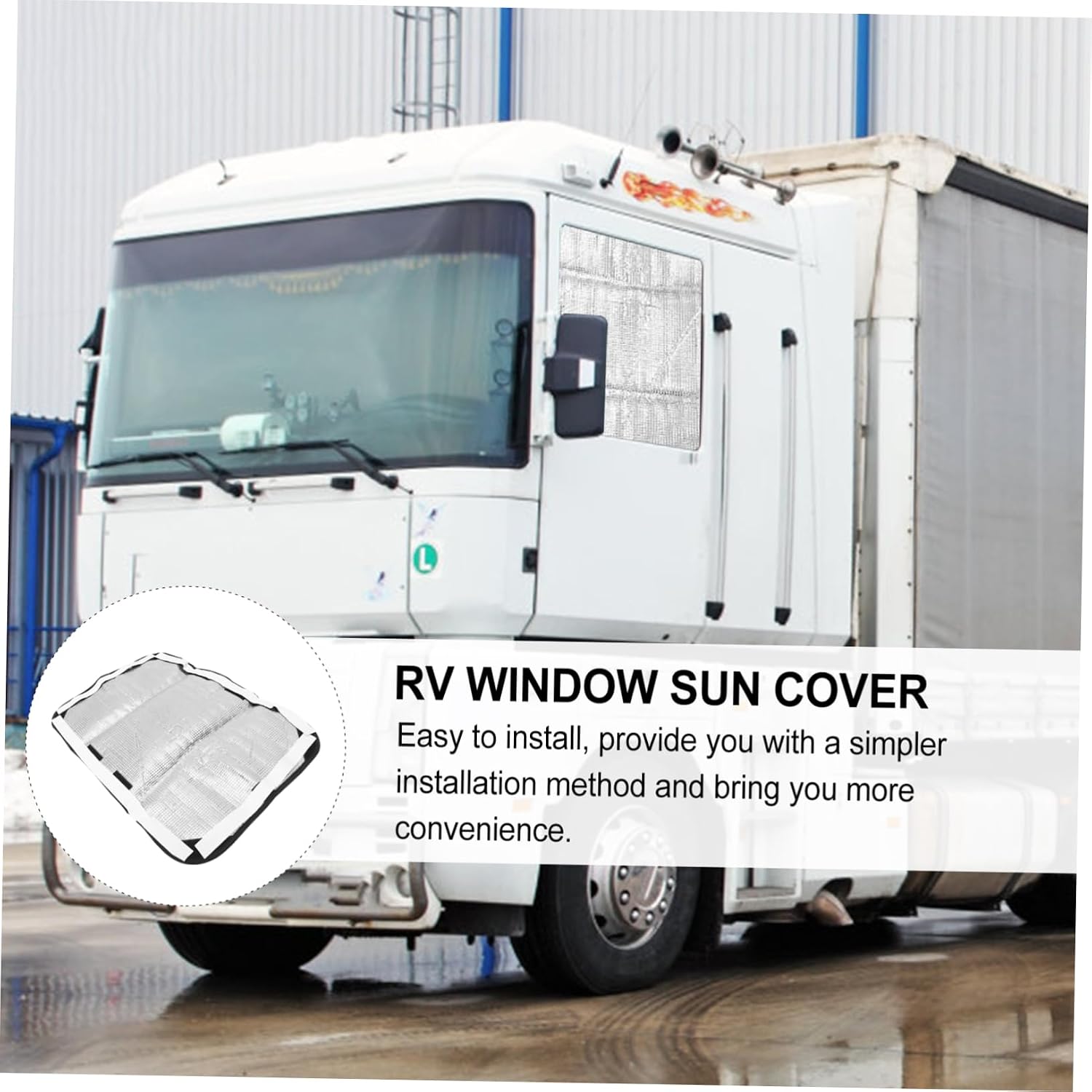 Oxford Cloth Rv Door Window Shade Cover, Silver Sunshade 2pcs