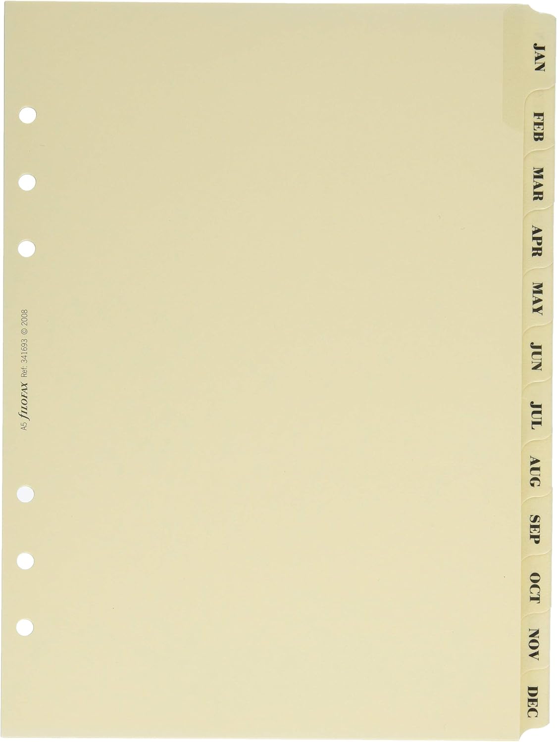 Filofax Organizer/Clipbook Refill Accessory, A5 Size, January to December Monthly Index Divider Set, 12 Tabs, Luxury Cotton Cream (B341693) image 2