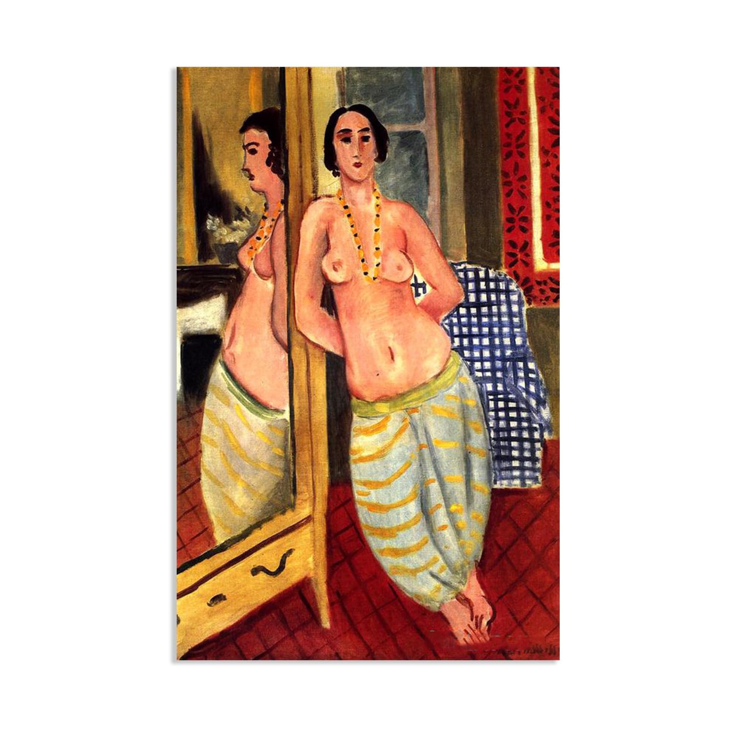 Mycggdgh Framed Henri Matisse Painting Reproduction Standing Odalisque Reflected In A Mirror Henri Matisse Abstract Art Canvas Wall Reproductions Classic Poster For Living Room Bathroom 70X110cm(28X43in)Poster