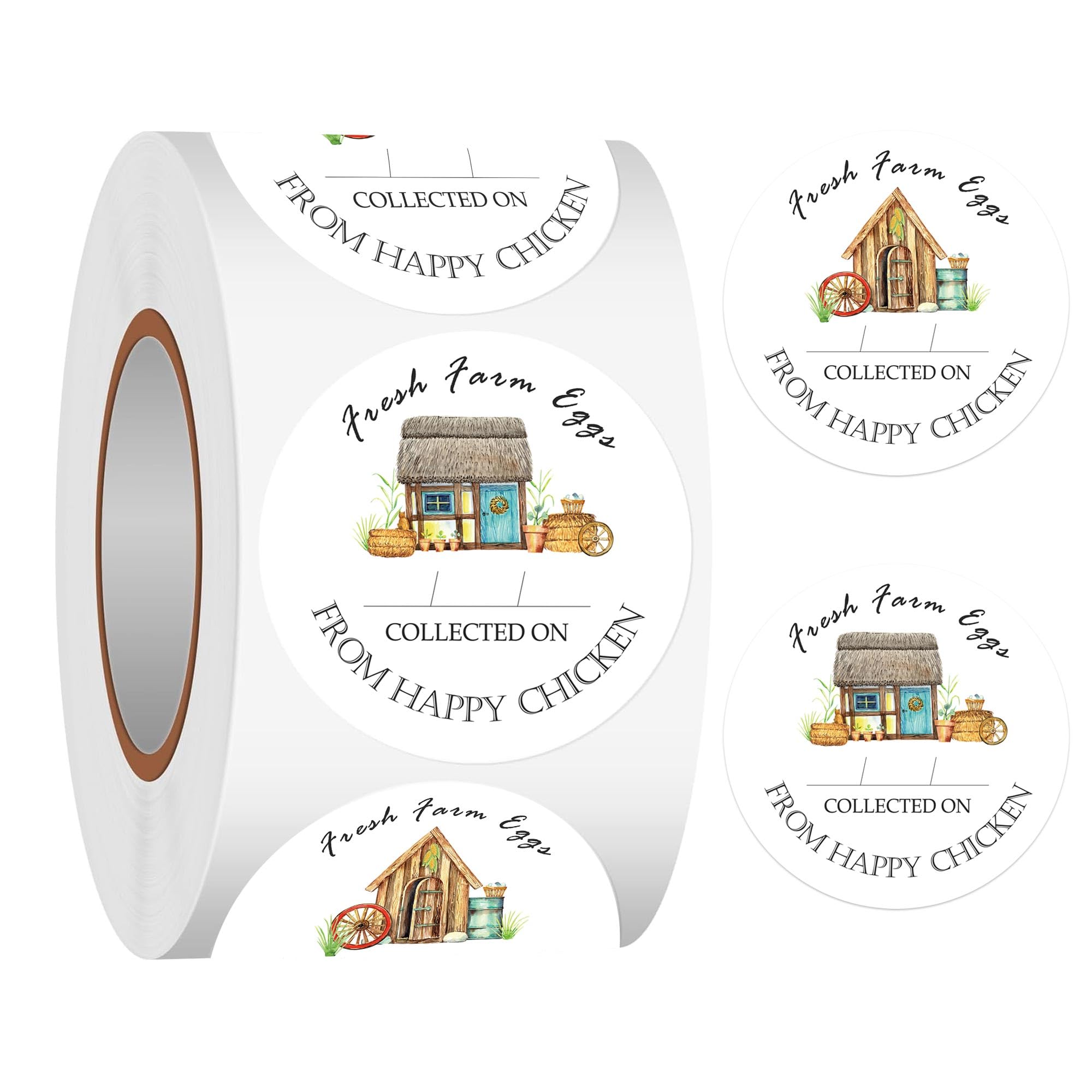Farm Fresh Eggs Stickers Egg Carton Labeling Stickers 2 Inch-Fresh Egg Carton Decor from Happy Chickens Labels Round Packaging Sticker for Chicken Quail Duck Egg 500 Pcs