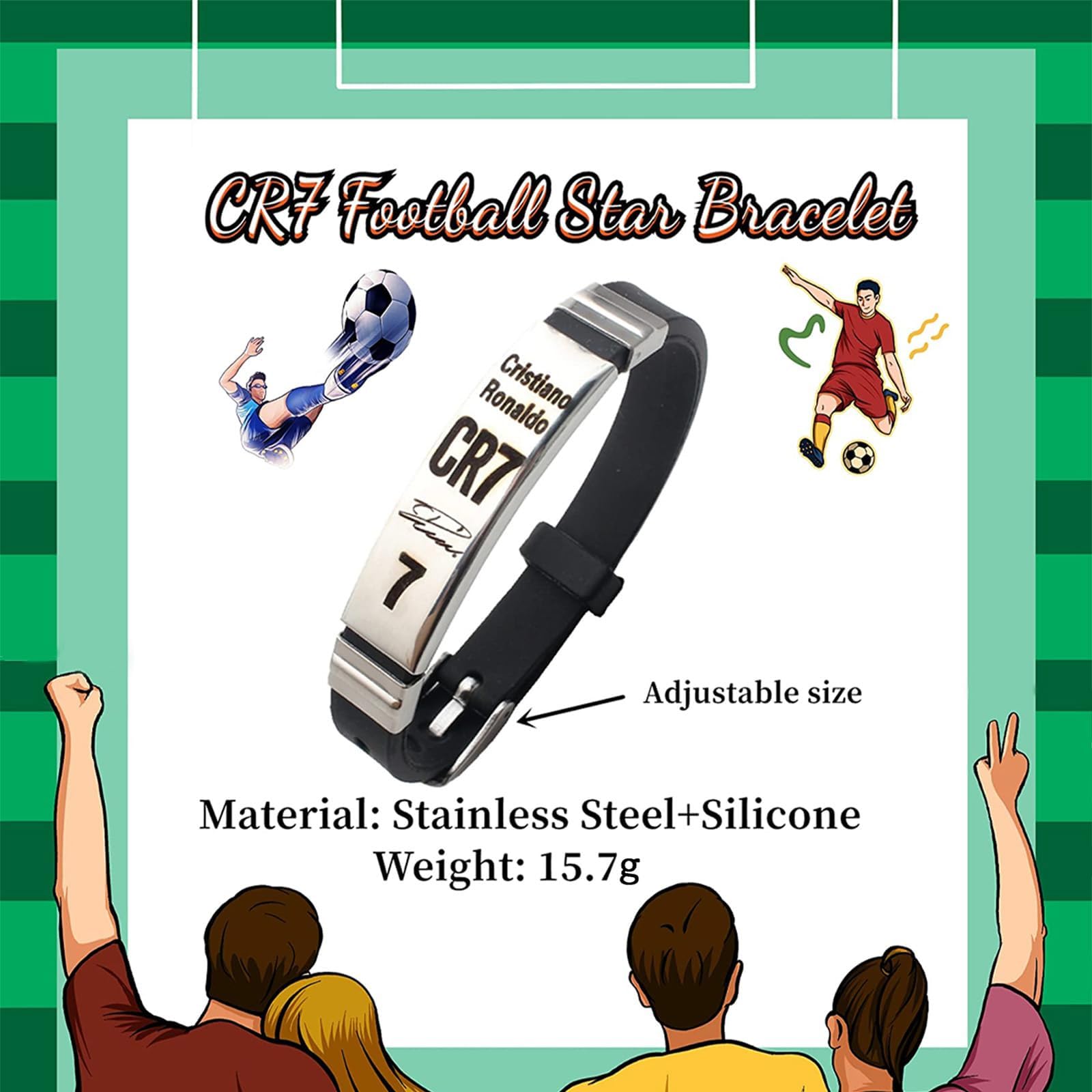 Scinzene Juego de accesorios de fútbol – Anillo CR 7, collar y pulsera para aficionados – Joyas deportivas para jugadores y colgantes