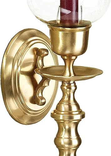 Miniatura 5 de Touch of Class - Juego de 2 candelabros de latón macizo, juego grande de 2 portavelas de pared de huracán para dormitorio, baño, sala de estar,