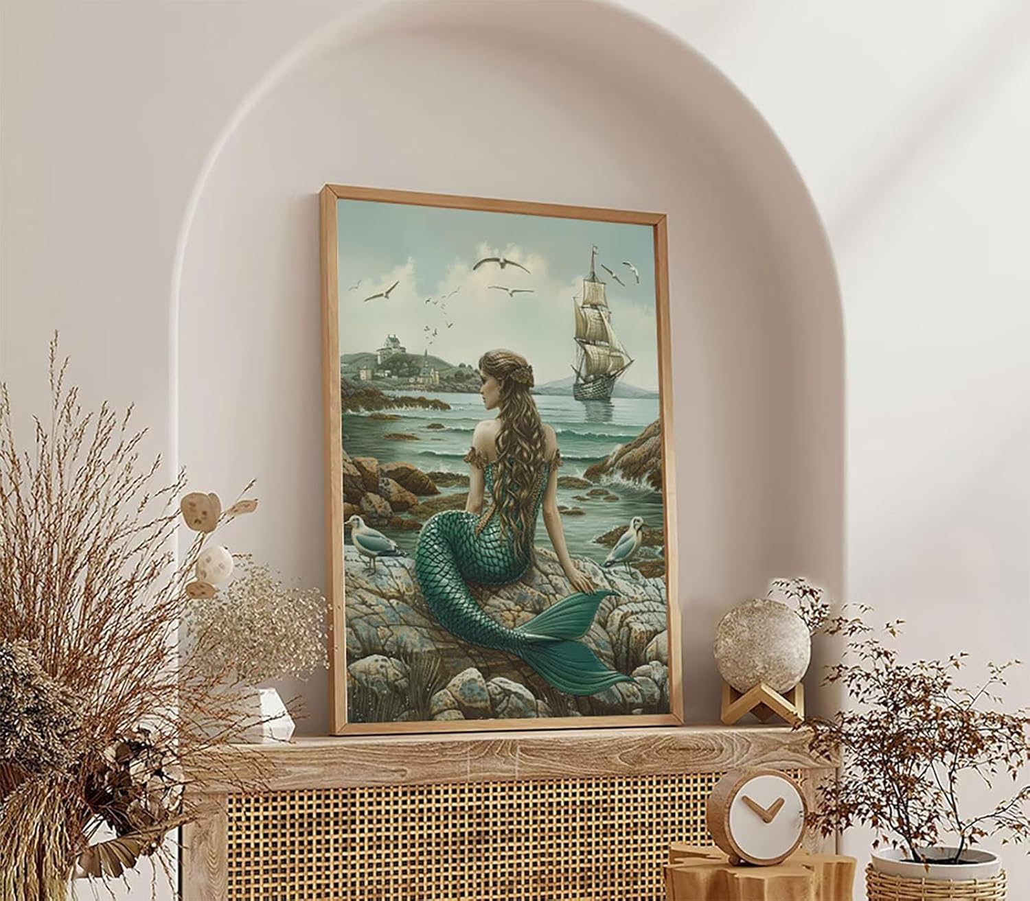 Diamond Art Kits for Adults Mermaid, 5D Diamond Painting Sailboat, DIY Full Drill Gem Art and Crafts, Mosaic Kits for Adults, Hobbies for Women, Painting for Wall Decor Gifts 12x20 inch 5-3069