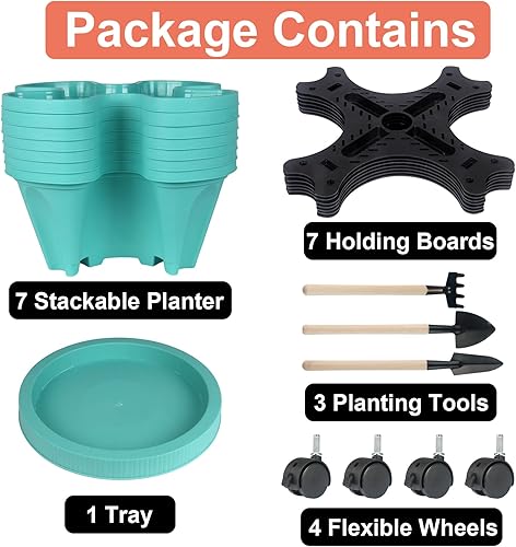 Miniatura 8 de Macetero vertical apilable de 5 niveles, macetas de jardín, fresa, hierbas, flores y verduras, macetas de jardinería para interiores y exteriores,