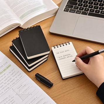 A7 Notebook 4 Pack Black, 80 Sheets 160 Pages, Bleed-Resistant Paper, 102x72mm, Small Pocket Notebook, Mini Notepad, Pocket Notepad, A7 Notepad, School Office Business Memo Travel Lined