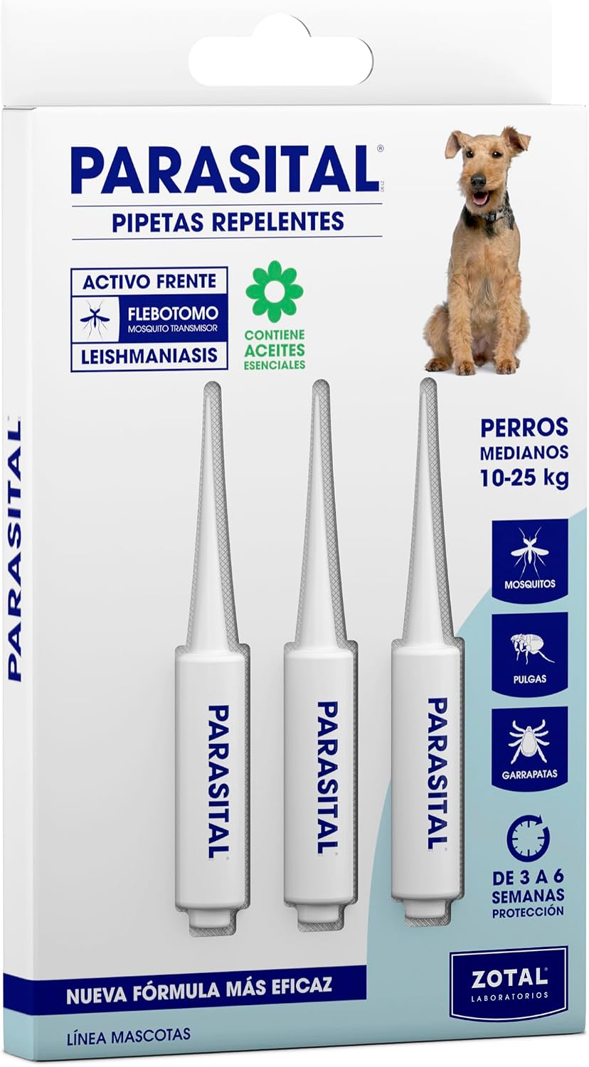 Zotal Parasital Pipetas Antiparasitarias para Perros Medianos (10-25 kg) 3 pipetas por Blíster - Protección…