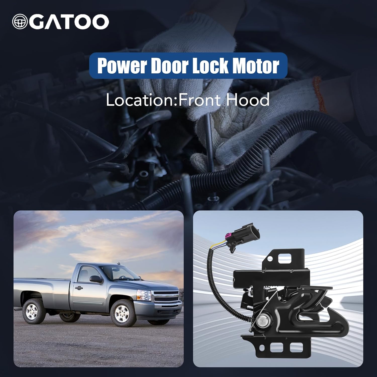 Front Hood Latch Lock Assembly Fit for Chevy Tahoe Silverado Suburban Impala Avalanche Malibu GMC Sierra Yukon Cadillac Escalade 2007 2008 2009 2010 2011 2012 2013 2014 with Sensor Switch, 15139168