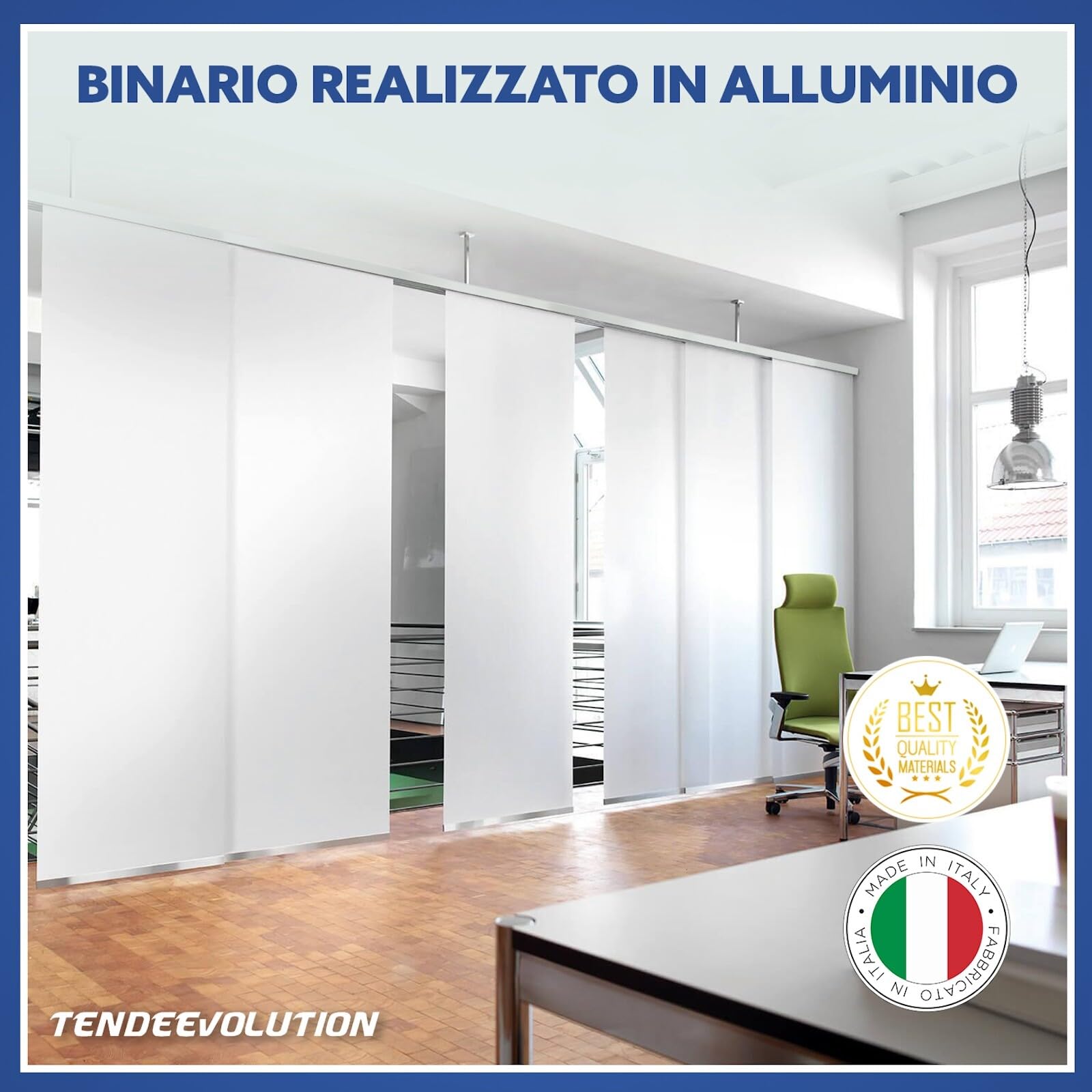 Bastone per Tenda a Pannello con Binario a 5 Vie, Personalizzabile Su Misura, a Corda o Manuale, Binario Tende a Pannello per Interni, Finestre, Porte o Separè, Attacco a Soffitto o Parete (330 CM)
