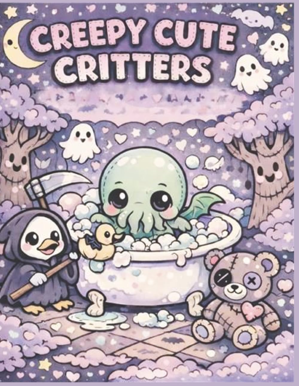 Creepy Cute Critters: A Bold and Easy Coloring Book for Adults and Teens featuring Spooky Kawaii Animals, Simple Goth Characters, and Cozy Horror Vibes for Stress Relief