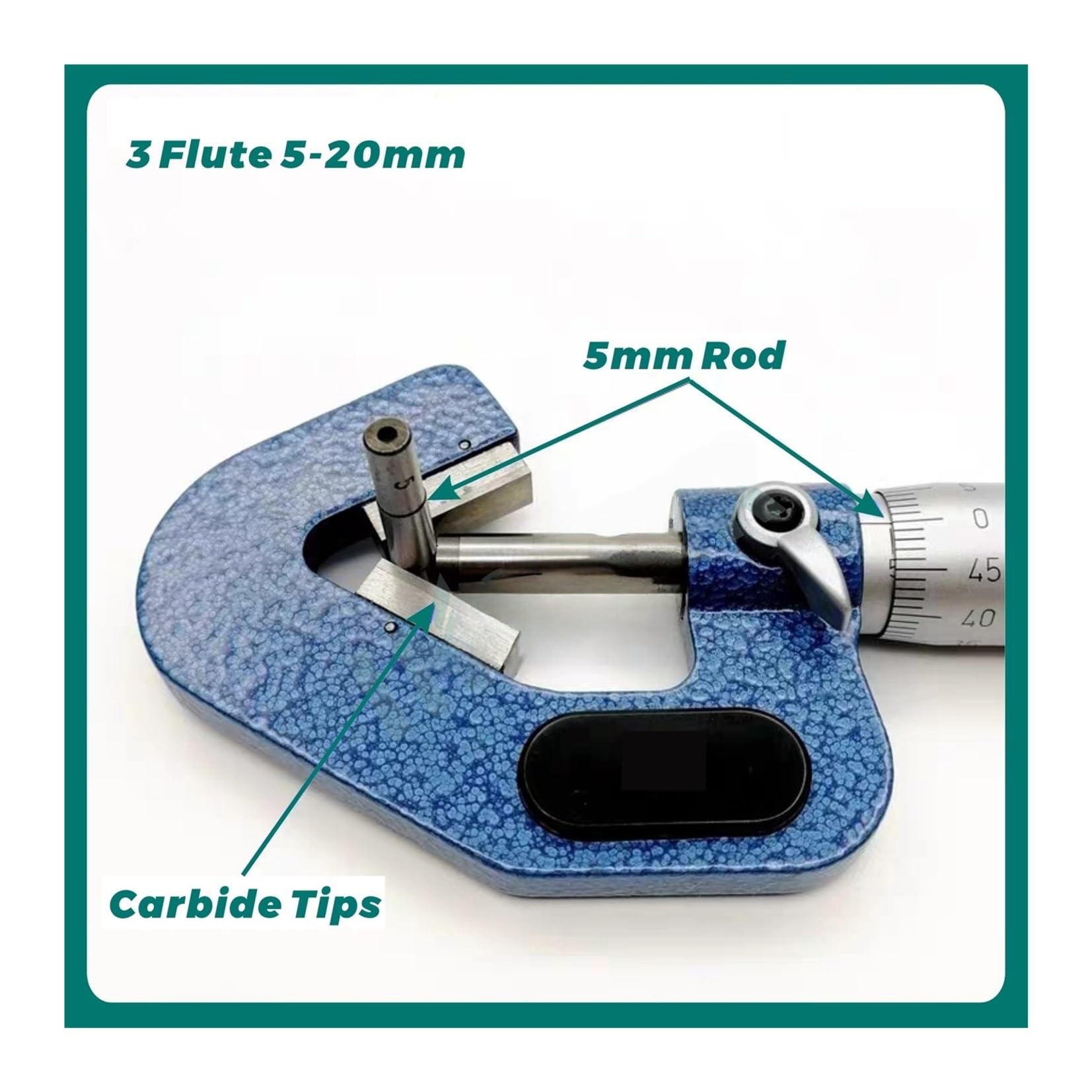 Micrometro Meccanico a Tre Lame con Incudine a V, Campo di Misura: 1-15 mm, 5-20 mm, 5-25 mm, 20-35 mm, 35-50 mm, 50-65 mm, con Una precisione di 0,01 mm.,5-20mm-5 F,5-20mm-5 Flute
