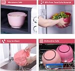 BoxedHome Classic Mixing Bowl Set, BPA Free Plastic, Microwave and Dishwasher Safe (Set of 4, Pink),4.5 quarts