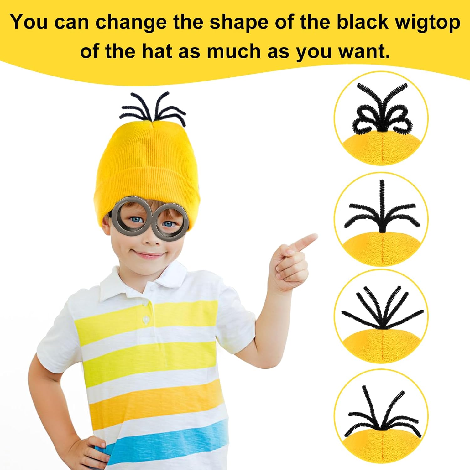 9PCS Costume Accessories Set Yellow Beanie Knit Hat Vintage Goggles Glasses Black Gloves for Cosplay, Halloween Costumes 2025 - Image 3