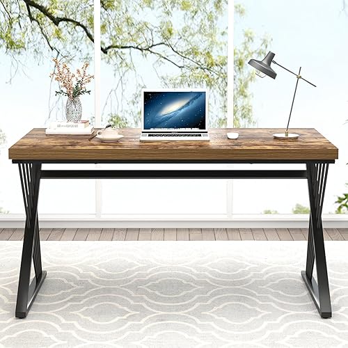 Miniatura 7 de FOLUBAN Escritorio para la Oficina en Casa, Escritorio Moderno de Madera y Metal para Computadora, Escritorio Simple de Trabajo para PC para