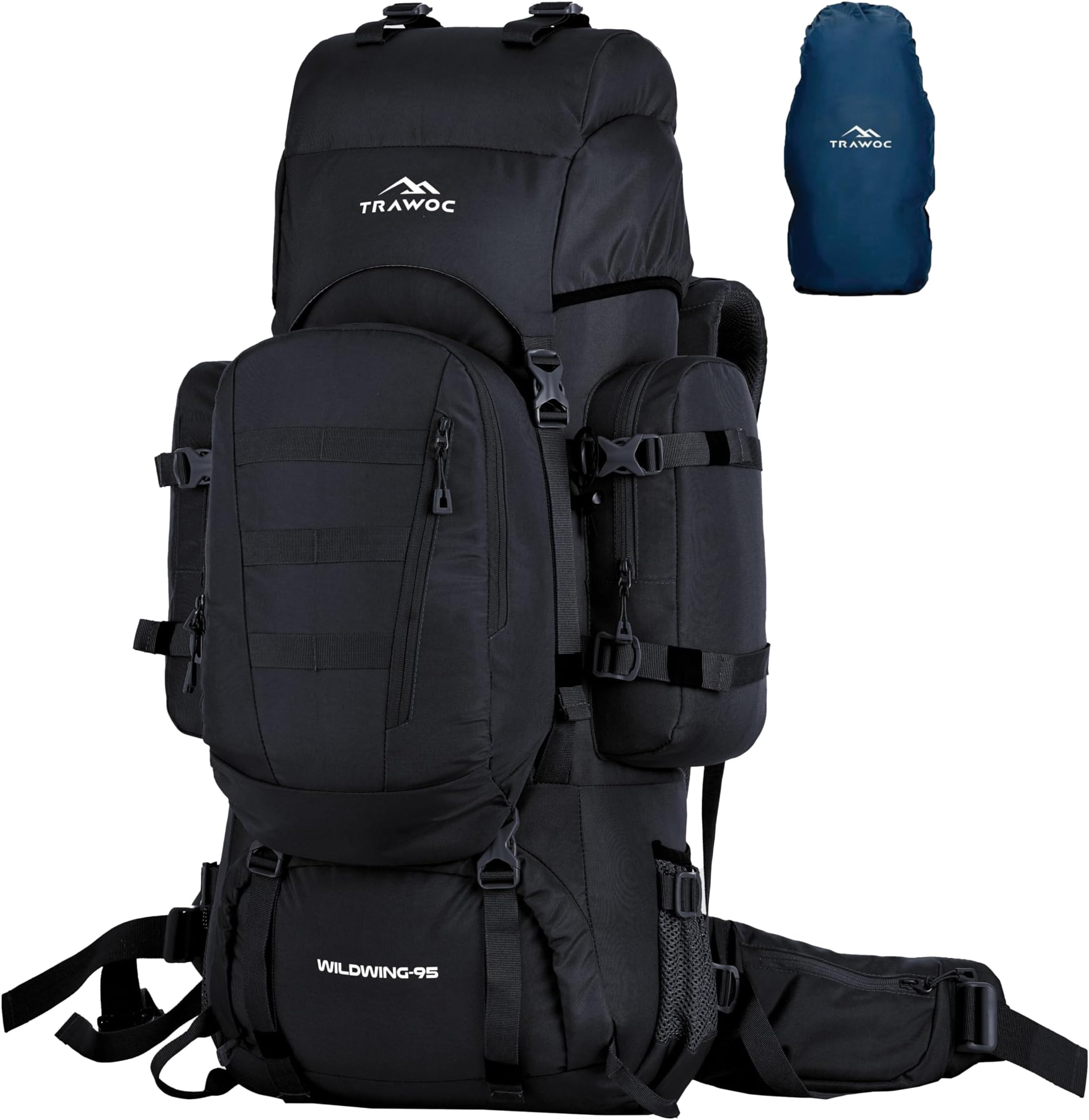 TRAWOC WILDWING 95L Internal Frame Travel Backpack with Detachable Daypack (80+15) / Camping Hiking Trekking Bag Large Rucksack for Men & Women BHK007