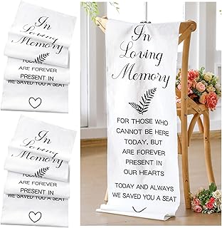 Yousoontic 2 Pcs Memorial Wedding Chair Sign for Ceremony Wedding Memorial Sign 14 x 49 Inch Save a Seat for Someone in Heaven in Loving Memory Linen Reserved Decorations (Plant)