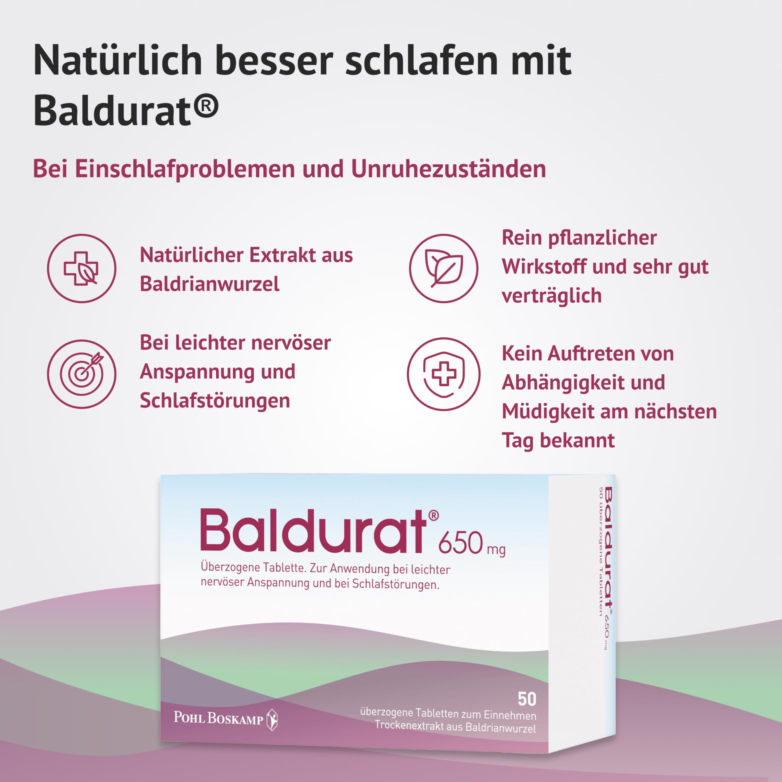 bei Schlafstörungen und Unruhezuständen: Baldrian Tabletten 650 mg, hochdosiert und pflanzlich, ohne Gewöhnungseffekt oder Risiko einer Abhängigkeit, ab 12 Jahren, 50 Stk.