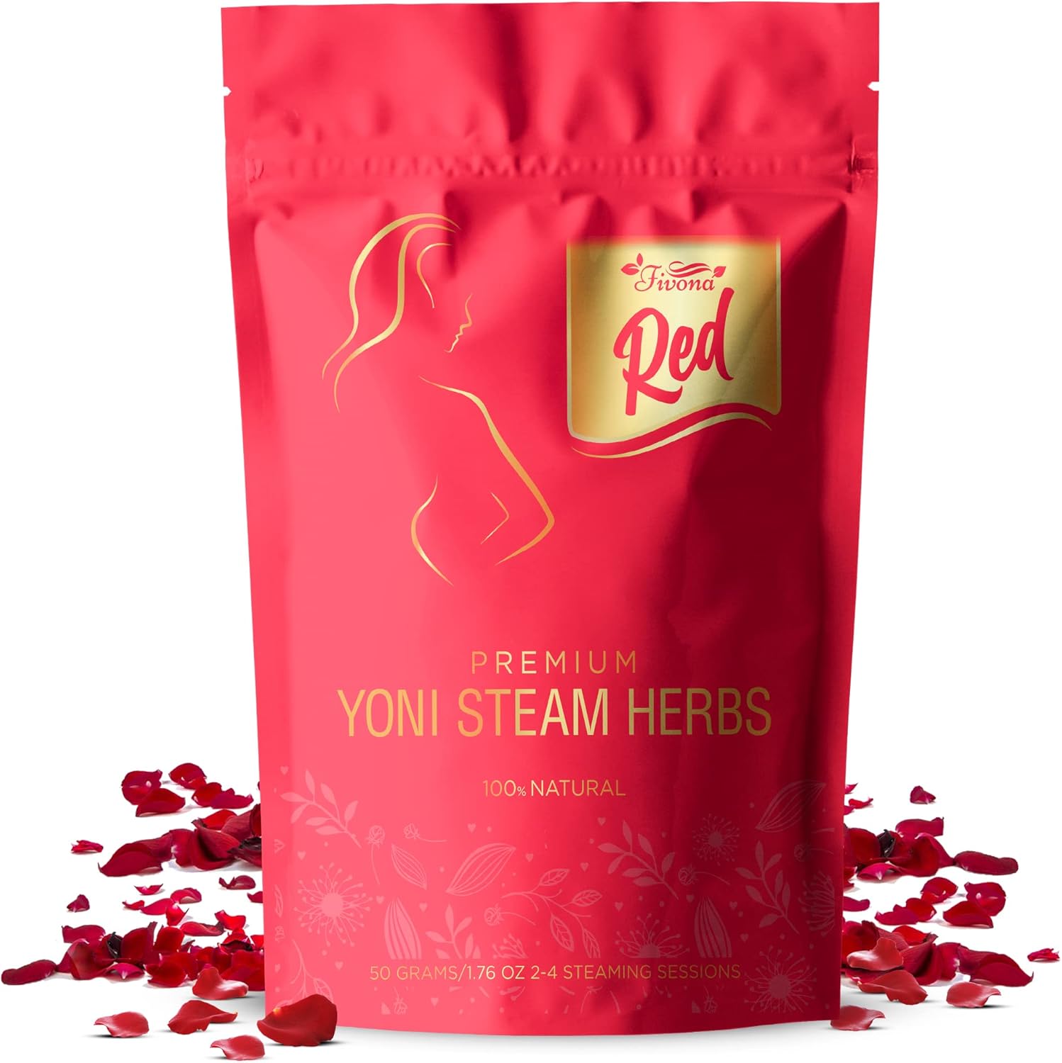 FIVONA Red Premium Yoni Steaming Herbs – For Feminine Use and Rituals – V-Detox, Cleanse, Odor Control – 2 to 4 Sessions – Female PH Balance – 1.76 Ounces