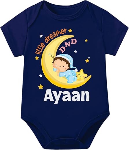 Lillypupp Personalised name pure cotton newborn romper dress for boys girls | (0-3-6-9-12 months)